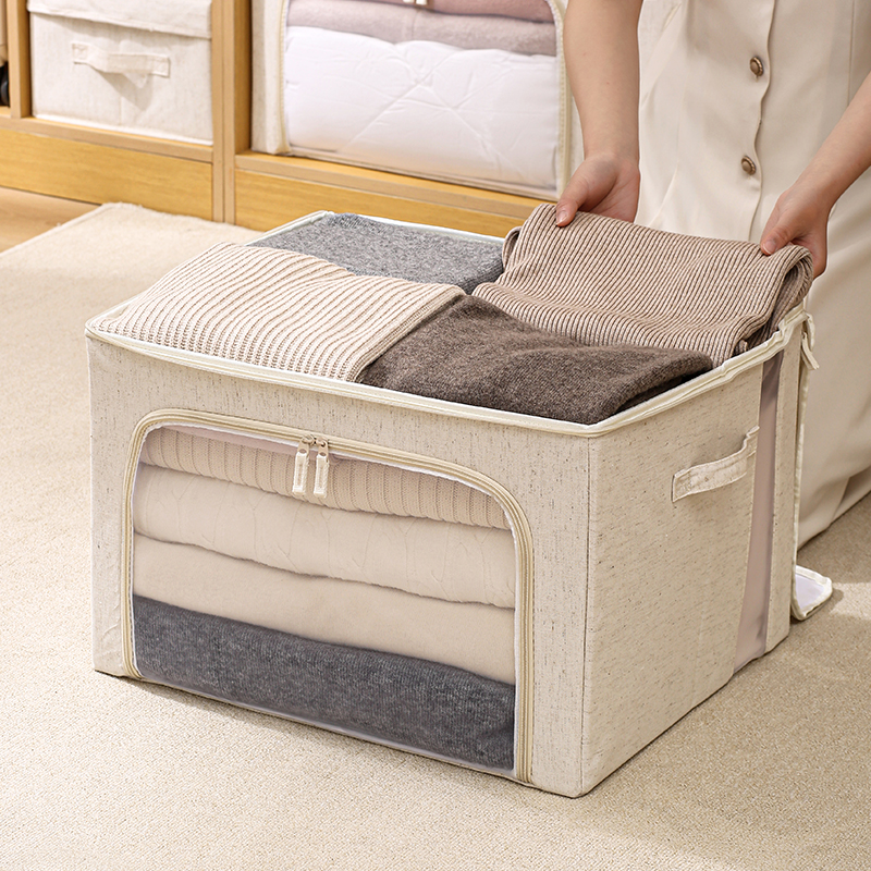 安琴衣服收纳箱网纱布艺家用衣物被子柜子收纳筐可摺叠储物整理箱