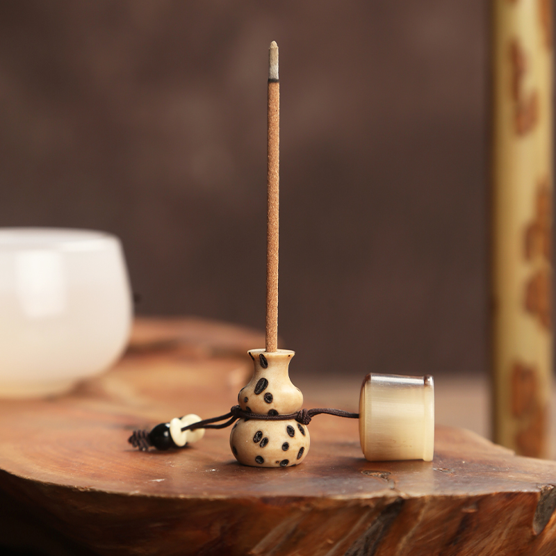 蝴蝶斑竹香筒家用线香收纳香盒装香的竹筒管桶实木便携香插香薰炉