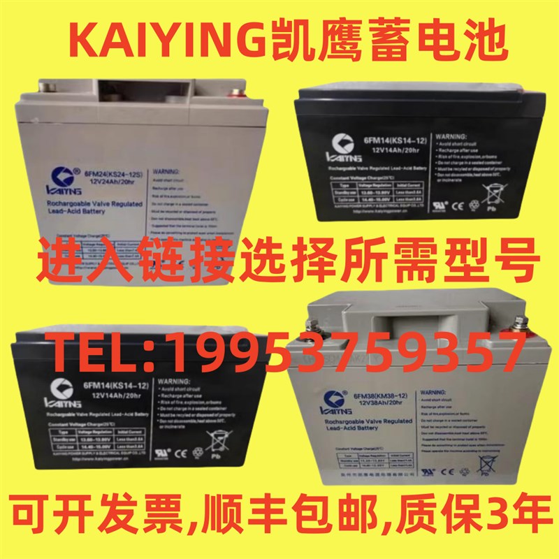 KAIYING凯鹰蓄电池6FM24 KS24-12V7AH14AH2H4AH38AH65AH100AH消防