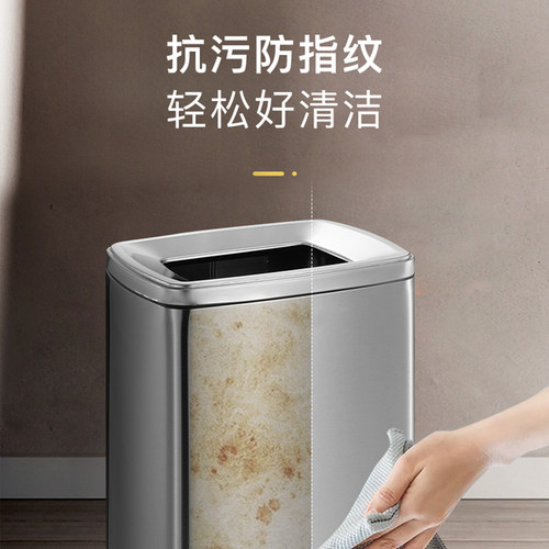 不锈钢30L大容量走廊电梯酒店卫生间洗手台无Q盖擦手纸商用垃圾桶