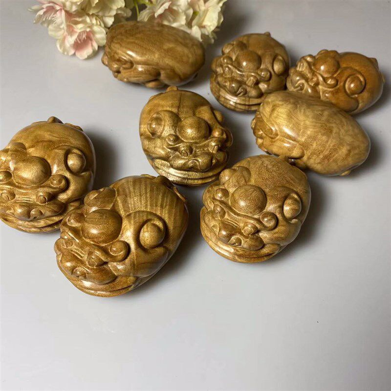 四川金丝楠木貔貅小叶桢楠手把件木质老料雕刻摆件品随.身文玩送