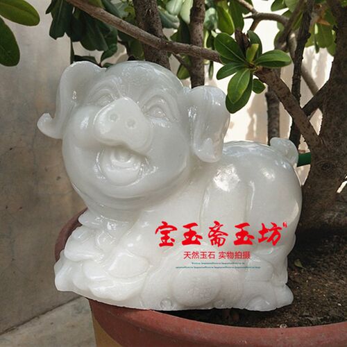 天然阿富汗玉猪发财猪十二生肖金猪招财家居办公室霸气用品摆设