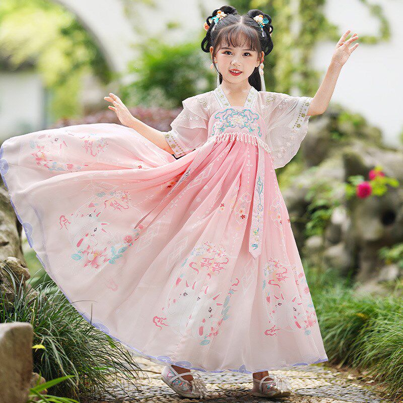 女孩超仙汉服夏季少儿公主裙2024新款中国风古装中式唐装夏季裙子