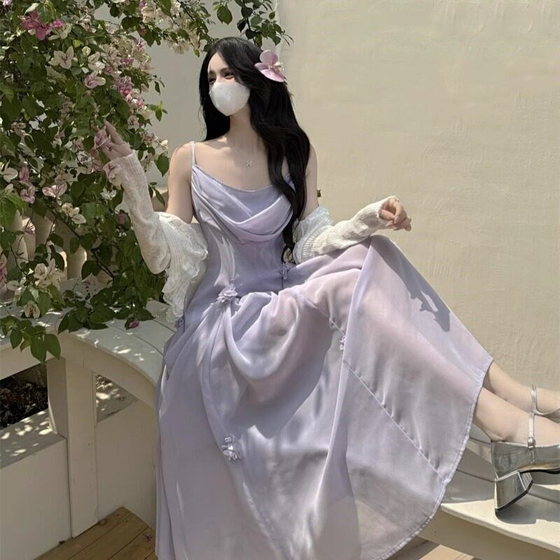 夏装搭配一整套大码胖mm显瘦吊带连衣裙轻熟漂亮减龄开衫两件套女