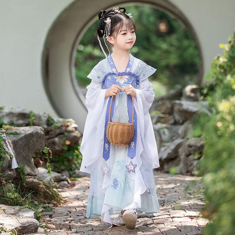儿童汉服女童十二花神唐装超仙春夏古风连衣裙女孩古典舞演出服装