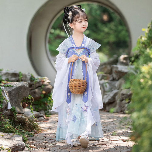 儿童汉服女童十二花神唐装超仙春夏古风连衣裙女孩古典舞演出服装