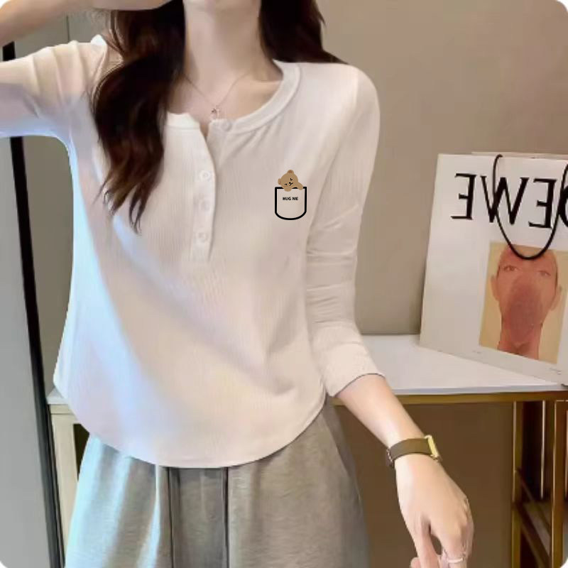 大码纯棉V领长袖T恤女2025新款早秋季内搭打底衫胖MM遮肉上衣女