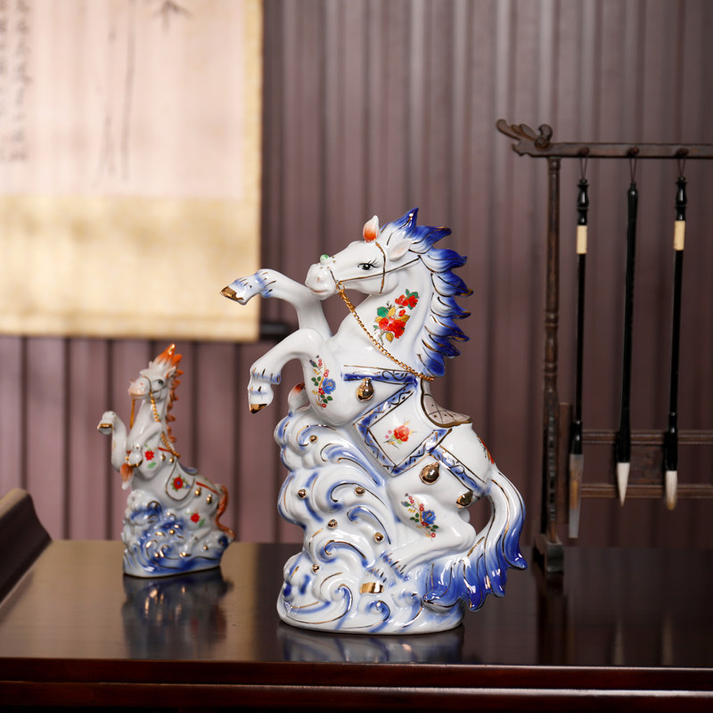 陶瓷大号马摆件招财办公室客厅家居装饰品白瓷工艺品马到成功摆设