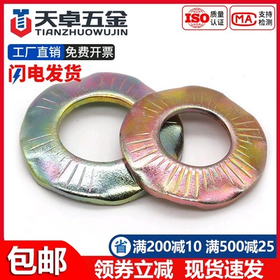 304不锈钢碳钢镀锌接地垫圈防滑锁紧爪垫花纹蝶形蝶型垫片DIN6795