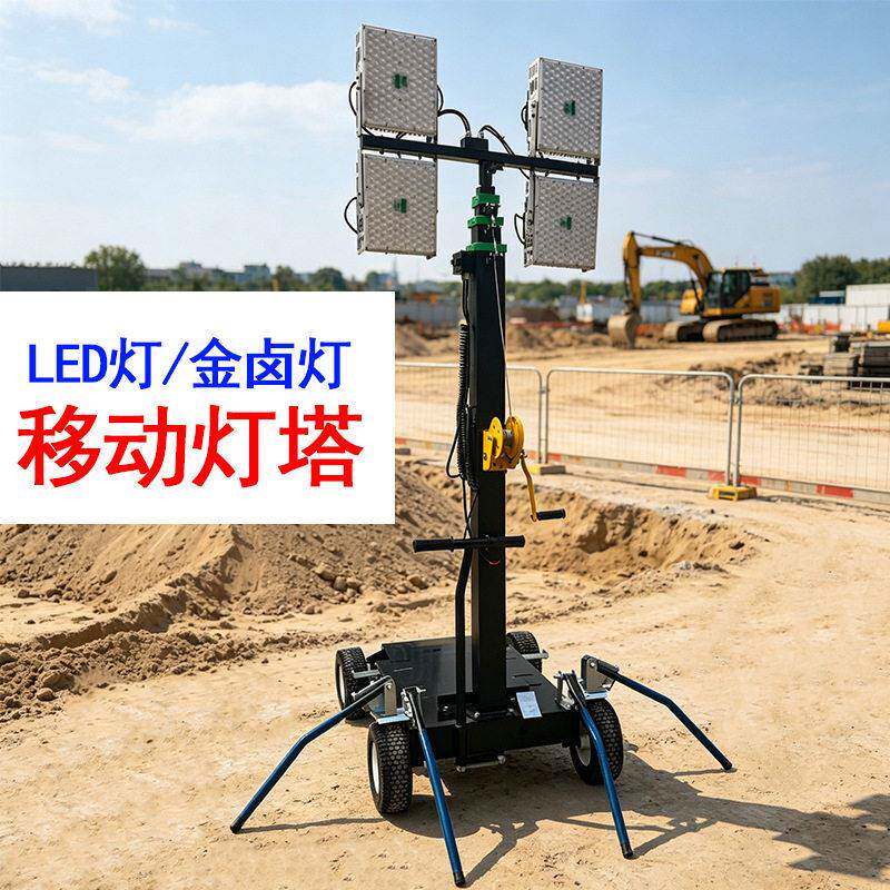 移动灯车LED灯金卤灯推车式手摇升降照明灯塔HMF955-S