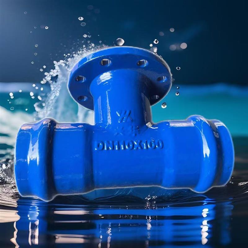 PVC双承插单盘三通 球墨铸铁管件 FBE防腐涂层管道配件定制生产