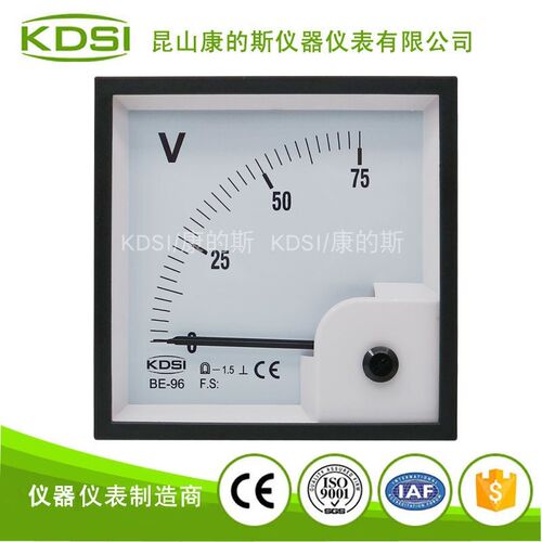 KDSI指针式方形配电柜电压测量仪表BE-96 DC75V直流电压表