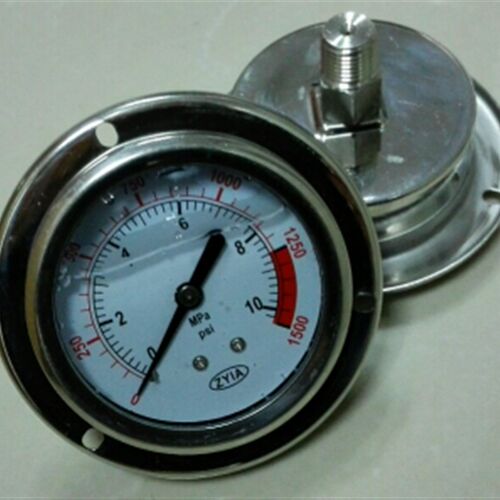 油压表 zyia 0-1500psi 10mpa 轴向带边罩充油耐震压力表 60-68mm