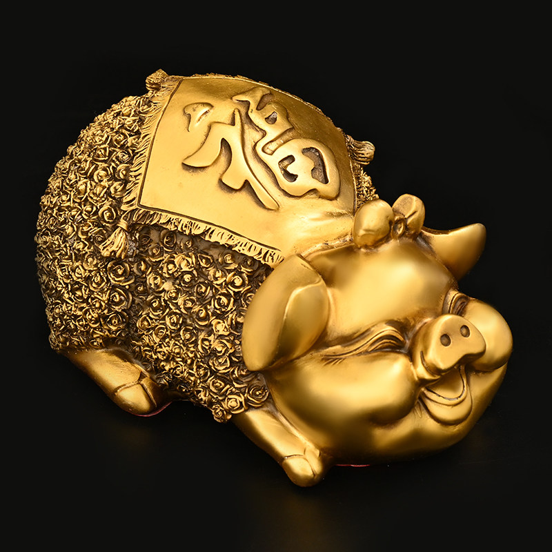 铜猪摆件纯铜金猪财富对猪t吉祥福猪客厅酒柜装饰门店桌面工艺礼