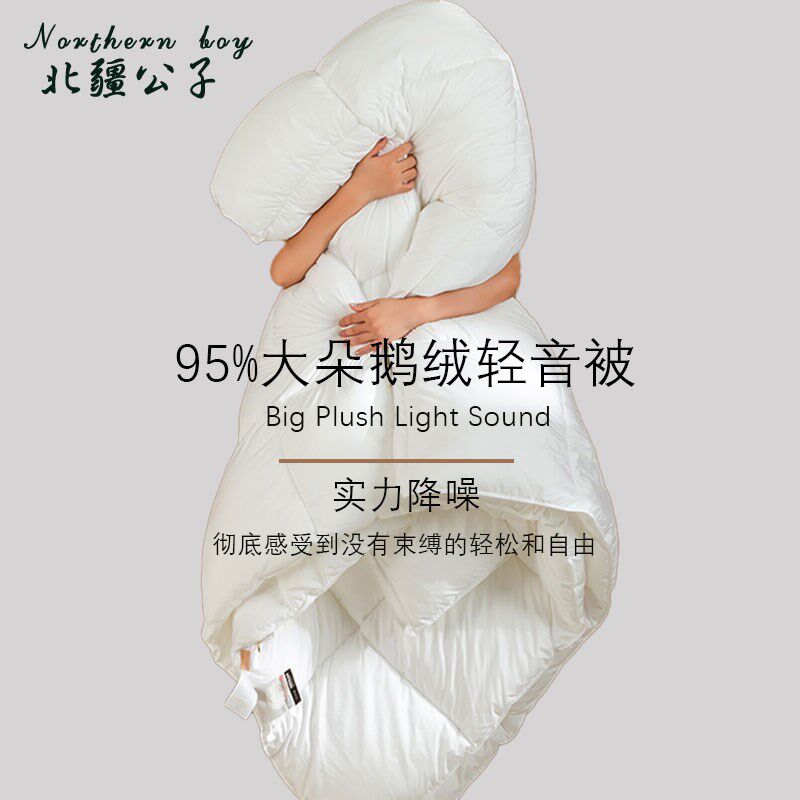 95%羽绒被大朵白鹅绒被轻音被保D暖芯加厚春秋被双人冬被酒店被褥