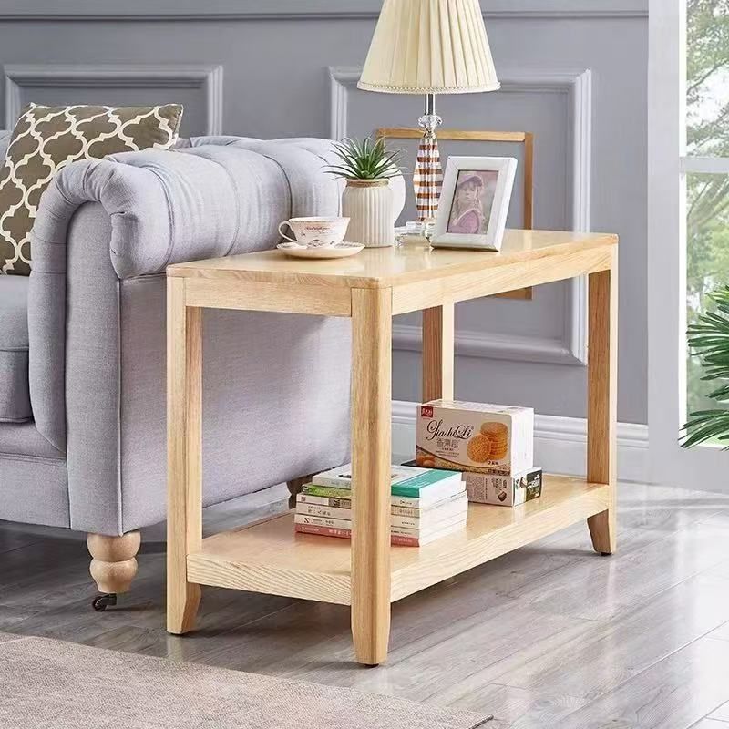 全实木橡胶木边几客厅沙发边柜阳台方形小桌子P小户型简易储物茶