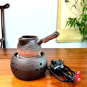 周小毅罐罐茶煮茶专用煮茶炉石纹炉侧把树桩枯木壶办公家用煮茶器