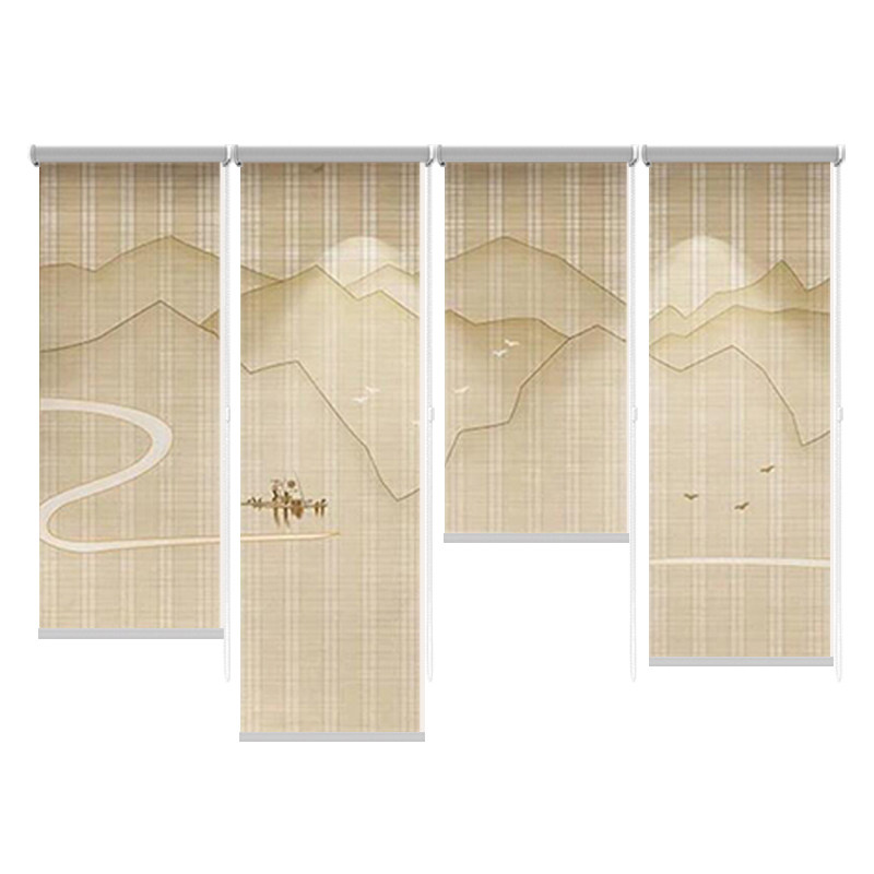 软隔断卷帘窗帘i办公室半透明挂画屏风帘装饰卧室客厅餐厅亚麻电
