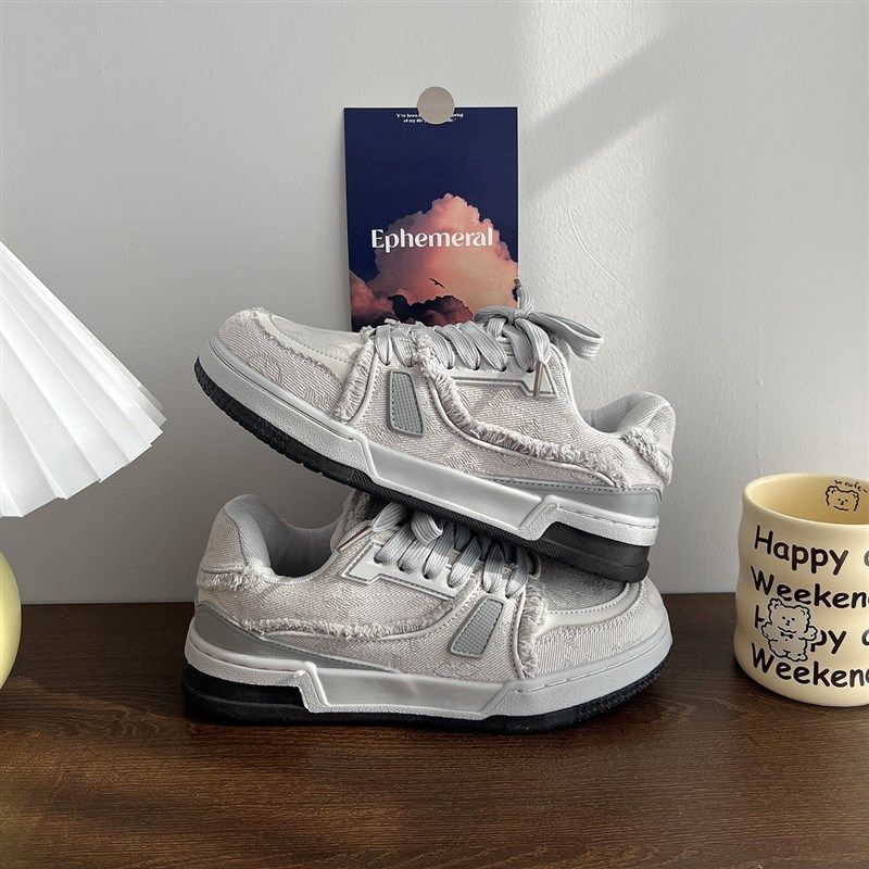 粉色板鞋男设计感小众新款休闲 鞋子秋冬高级感情侣女Z潮流运动鞋