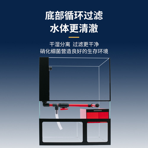 2023新款鱼缸一体式生态s下过滤45cm侧背包超白玻璃网红桌面养鱼