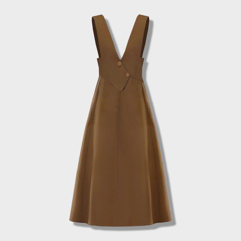 过膝长款背带裙西装马甲裙女2024春秋新叠穿无袖内搭马夹背心7799