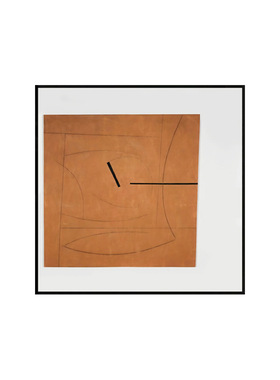 未知现代简d约橙色抽象客厅背景墙装饰画空间延伸挂画正方形墙壁