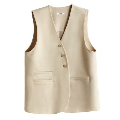 时尚马甲女春夏2024新款无袖坎肩西装叠穿背心网红马夹小个子0543