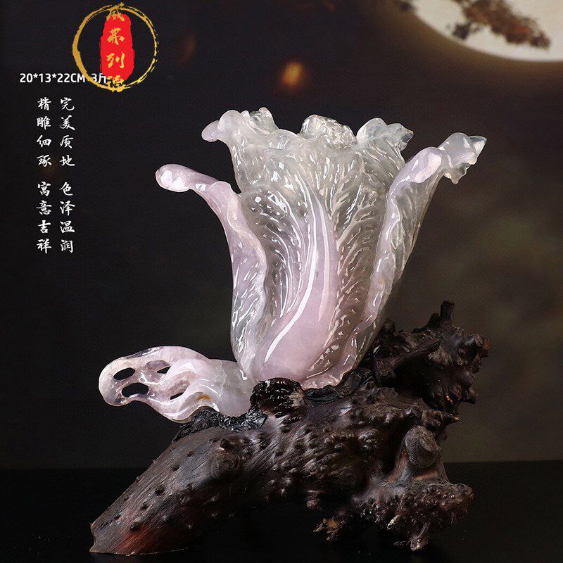 威弗列德天然寿山石芙蓉摆件手工原石雕刻客厅玄关白菜摆件