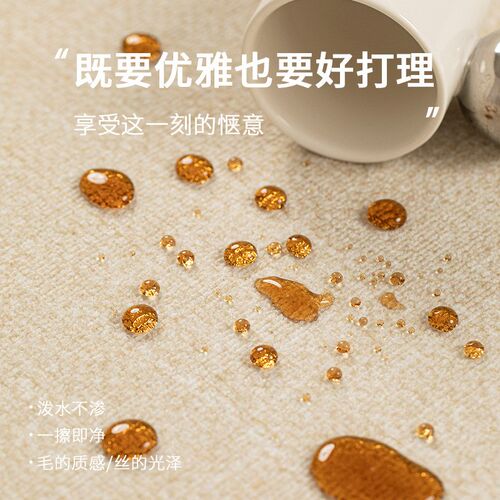 地毯客厅新中式茶室可裁剪t纯色高级感卧室书房耐脏免洗大面积全