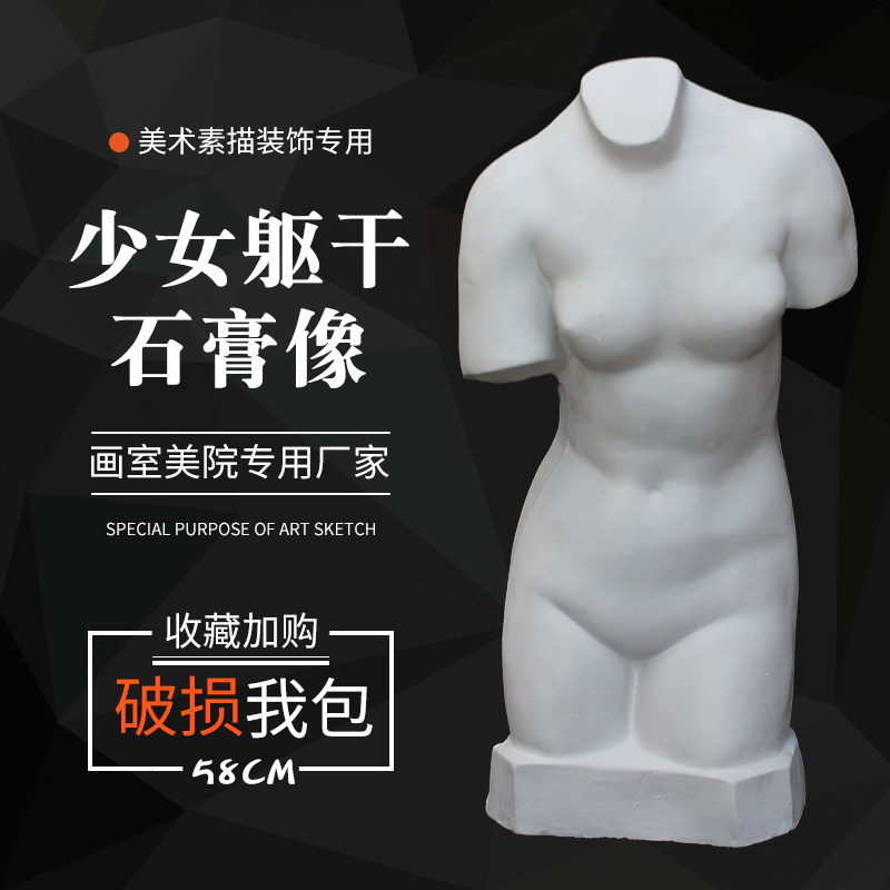 石膏像少女躯干石膏人头像美术教具雕塑摆件素描模型美术用品写生