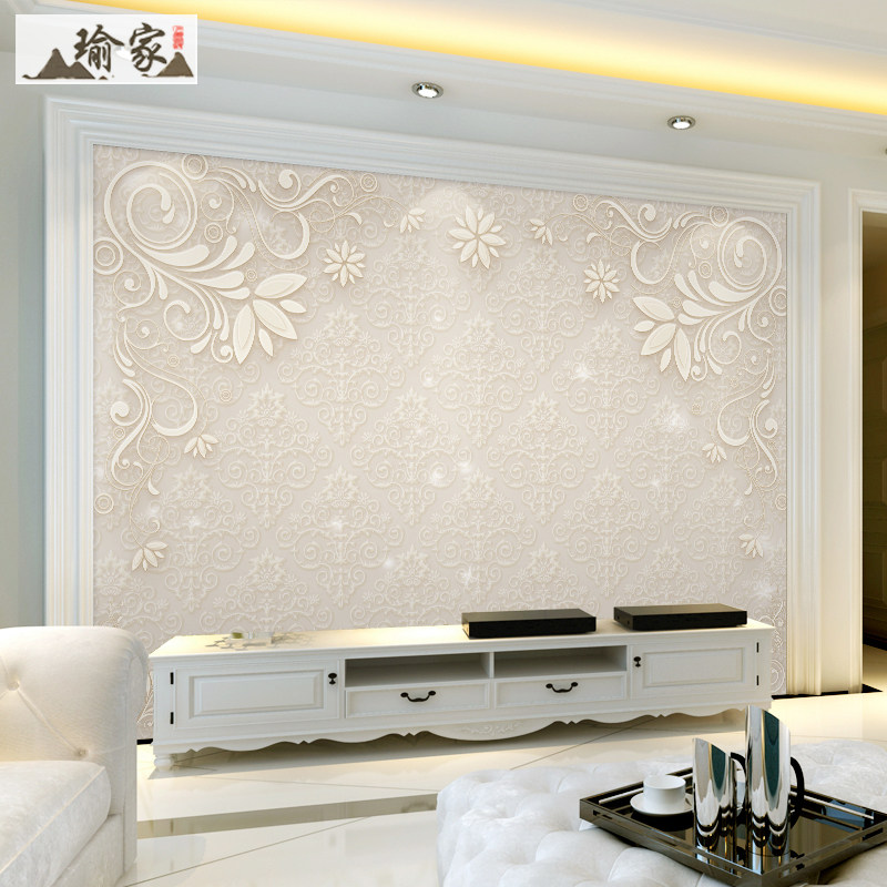 电视机背景墙f壁纸欧式客厅大气立体墙布2022网红影视墙面装饰壁
