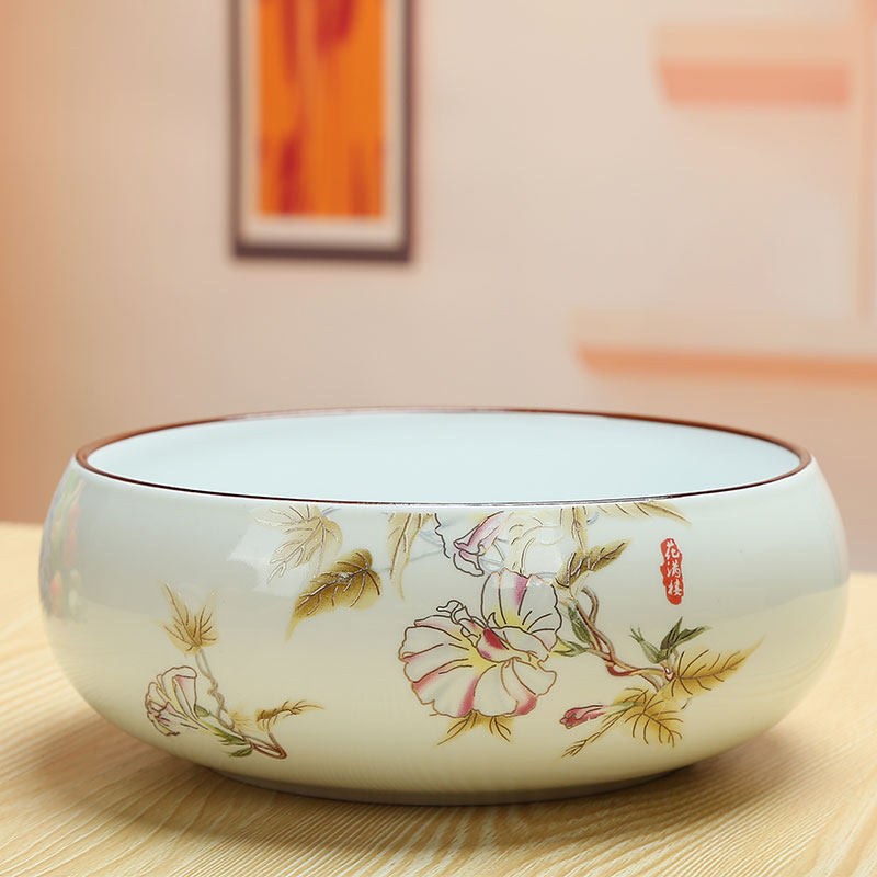 简约白瓷无孔水养铜钱草花盆水仙花绿萝富贵竹水培陶瓷花盆