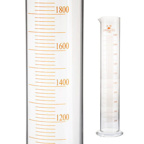 天玻透明玻璃量筒A级2L加厚2000mL带刻度DIY液体测量直筒型量杯