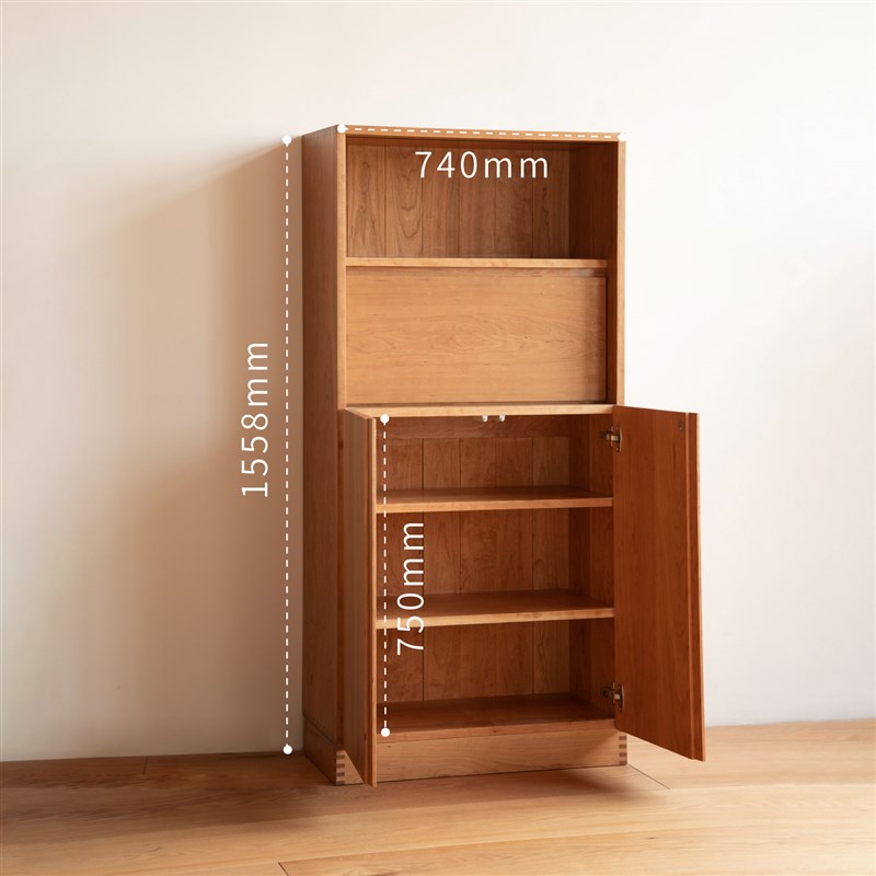 MUMO木墨 翻门边柜原木客厅储物柜子北欧日式家用茶水展示酒柜