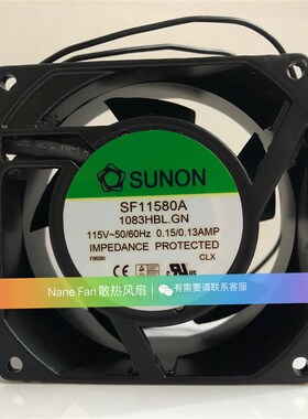 SUNON建准SF11580A 1083HBL/HSL.GN 115V 0.15/0.13A机柜风扇8038