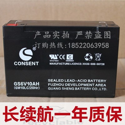 GS6V10AH (6M10LC/20HR) 光盛CONSENT蓄电池 电子称电池 地磅电瓶