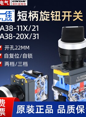 一佳二档旋钮开关LA38-11X/21自锁两位电源20X/31三档自复22mm