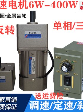 220V减速电机微小型家用两相电机马达60W120W250W400调速电机低速
