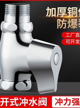 蹲便器冲洗阀快开式厕所卫生间水龙头便池手按大便器冲水阀门开关