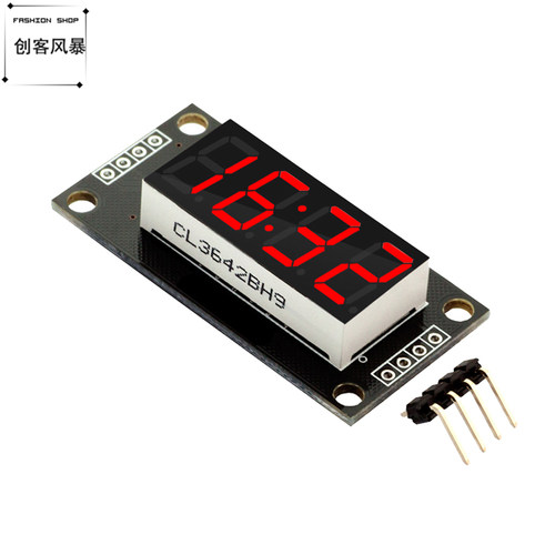 4位LED数码管显示器0.36寸四位数码管TM1637模块带时钟点红绿蓝绿