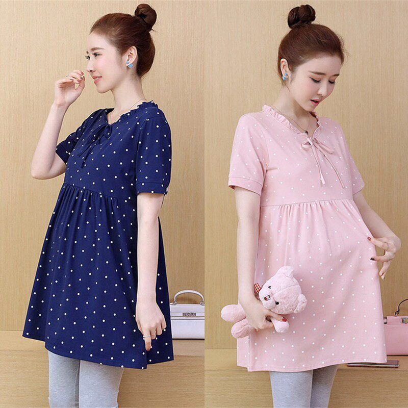 孕妇连衣裙夏装2023新款显瘦宽松上衣中长款短袖裙子怀孕期两件套