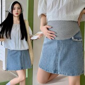 夏装 2024新款 半身裙宽松百搭孕妇裙 外穿托腹牛仔短裤 孕妇裙子夏季