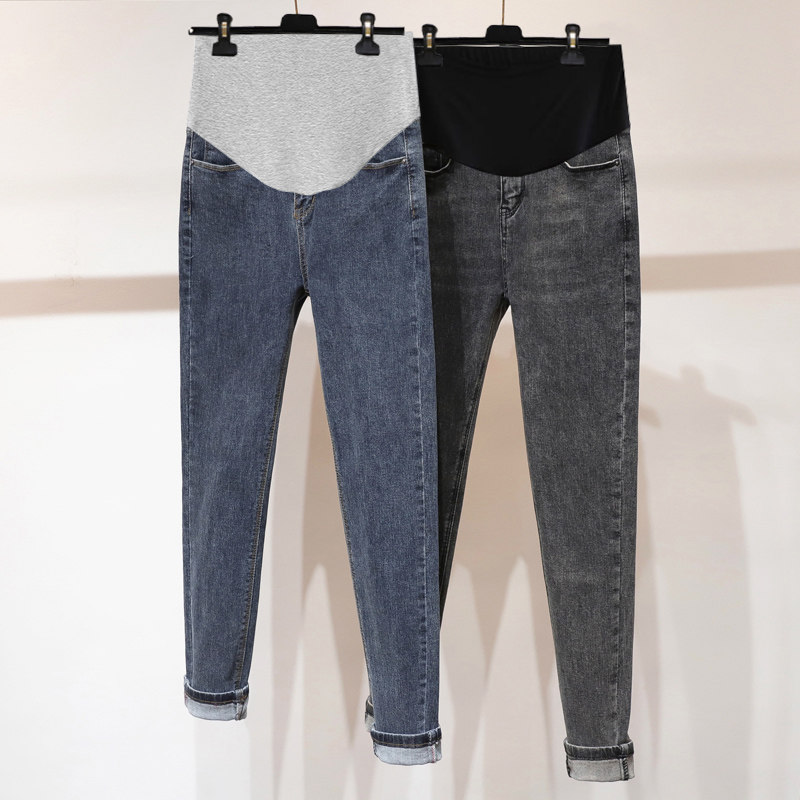 孕妇裤子春秋款外穿大码打底长裤小个子春装小脚牛仔裤女春季新款