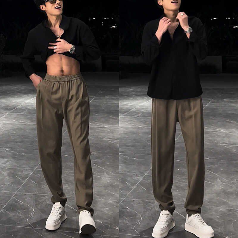 春夏薄款高级垂坠感百搭休u闲西裤男士简约宽松潮流抗皱透气直筒