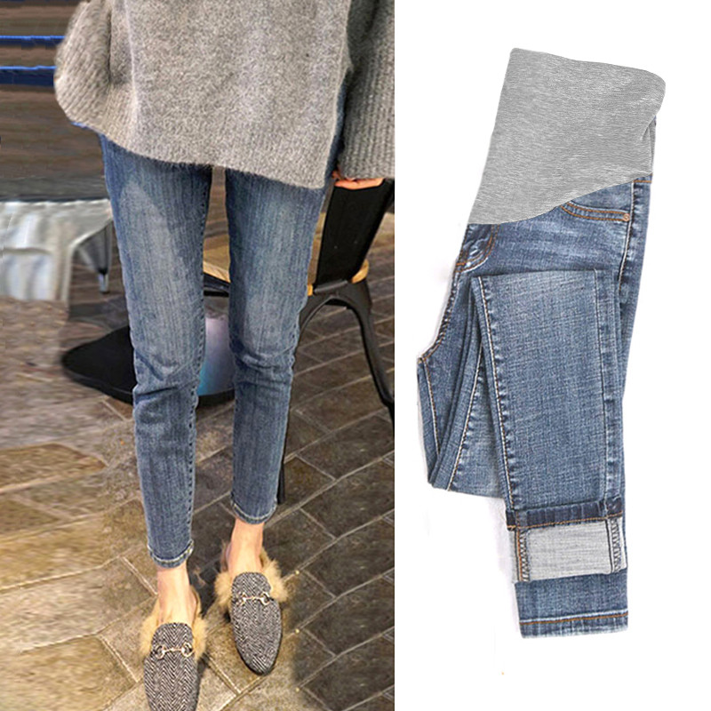 孕妇裤子春秋款外穿孕早期大码小脚牛仔裤小个子女春季打底裤春装