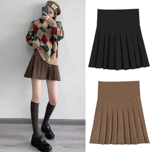 孕妇半身裙春秋外穿半裙托腹百折裙西装 短裙子宽松托腹怀孕孕妇裙