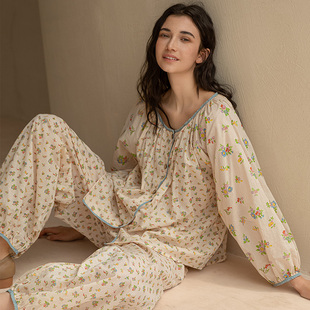 纯棉月子服夏季 产后怀孕期孕妇睡衣女春秋孕产妇家居服哺乳衣 薄款