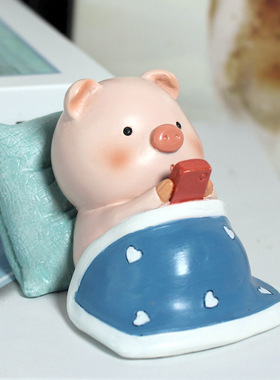 创意可爱小猪摆件睡觉汽车装饰网红车载卡通公仔手办送男女生礼物