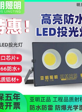 亚明COB投光灯led室外防水大功率射灯厂房工业照明泛光灯800w明月