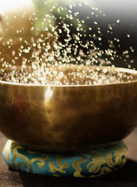 尼泊尔手工素钵虎斑颂钵瑜伽冥想佛音碗西藏颂钵声音疗愈钵铜磬钵